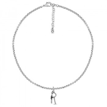 Silver Necklace Letter Pendant R