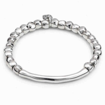 Pulsera Cuentas Perlas Tubo Plata