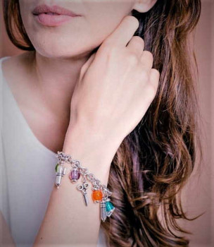 Charm bracelet silver Murano charms