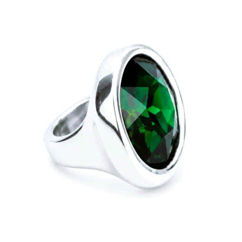 Bague Argent Cristaux Vert
