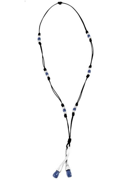 Beautiful blue and silver colored beads necklace