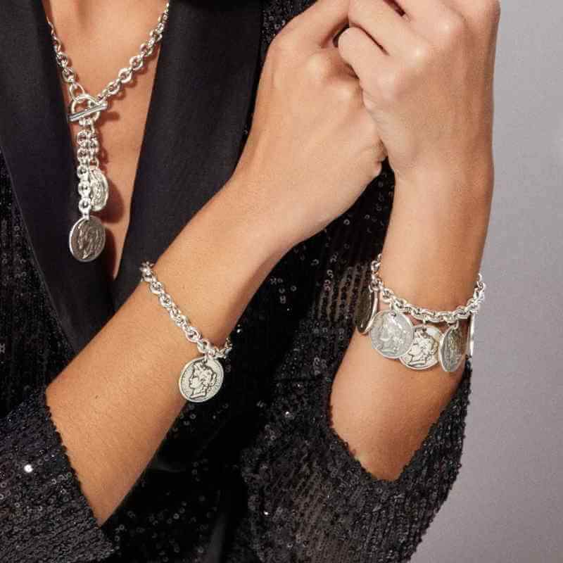 Classic Silver Coin Bracelet – Santina jewellery