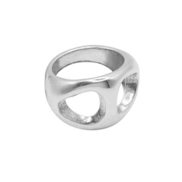 Double link silver ring