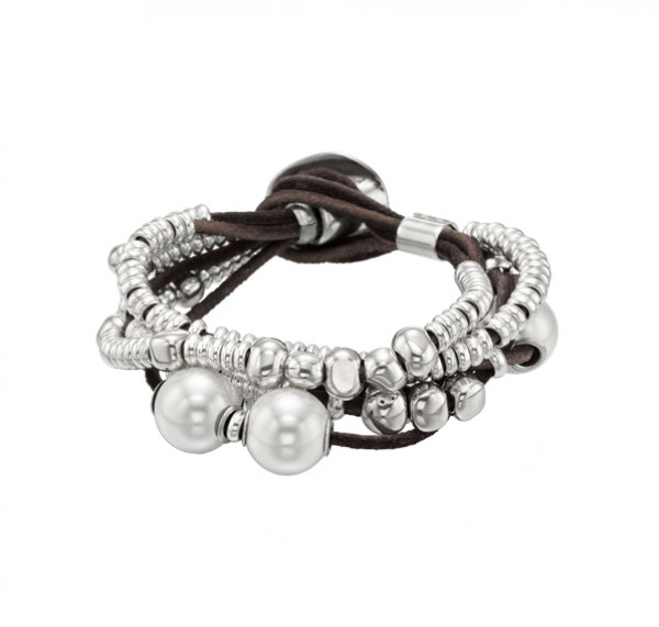 Orion White Pearl Leather Bracelet