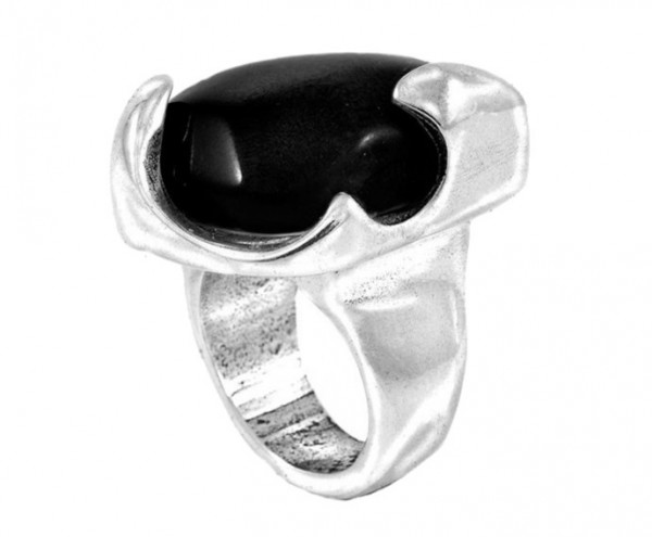 Silver Ring with black resin stone