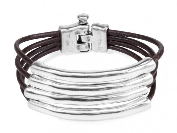 Leather Strand Bracelet Four Tubes