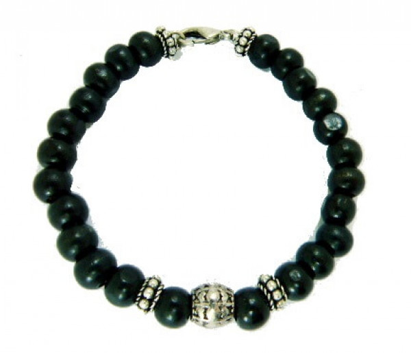 Pulsera Cuentas Madera Negro