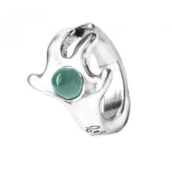 Turquoise beaded silver ring