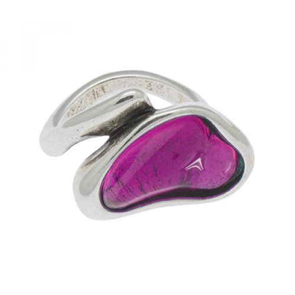 Silver Ring Pink Murano Crystal