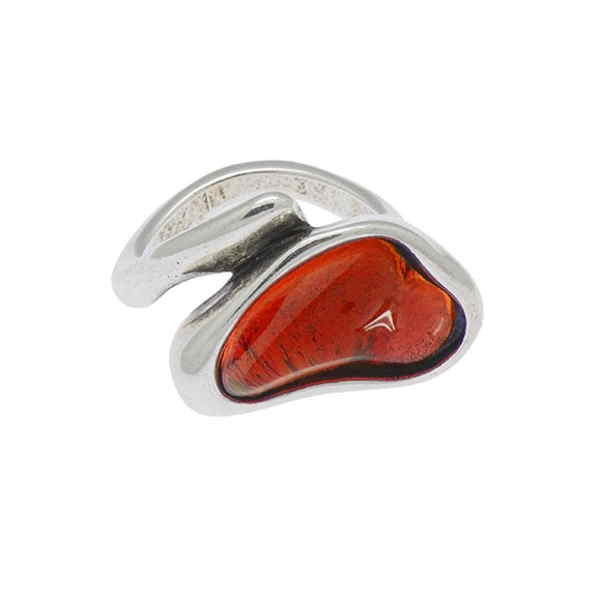 Silver Ring Red Murano Crystal