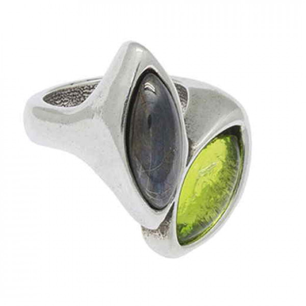 Anillo bicolor verde gris