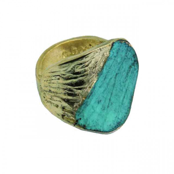 Bemalter Türkiser Bronze Ring