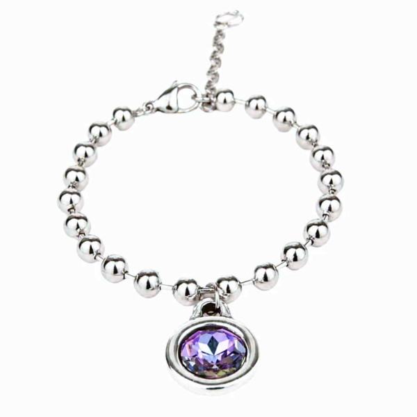 Ball Bead Bracelet Purple Crystal