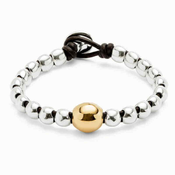 Silver Pearl Bracelet Gold Centerpiece