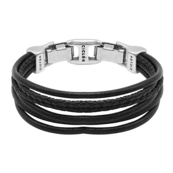 Bracelet Five Black Leather Cords