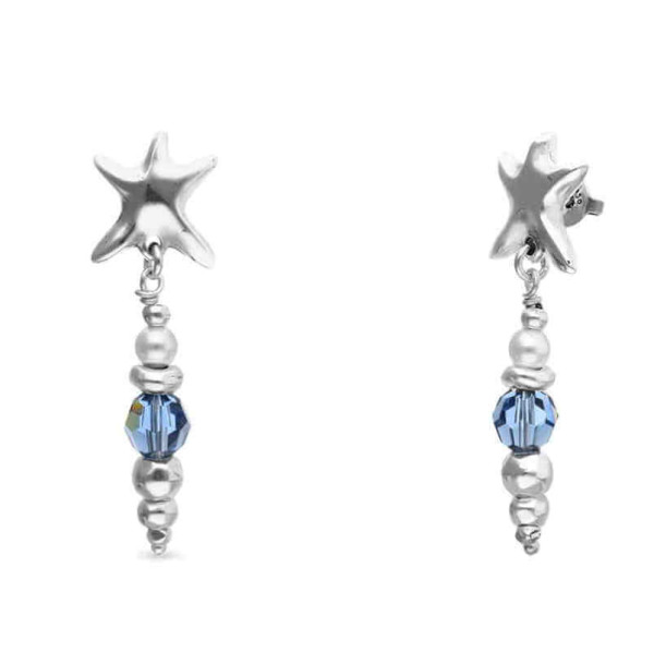 Boucles d'oreilles étoile de mer cristal bleu