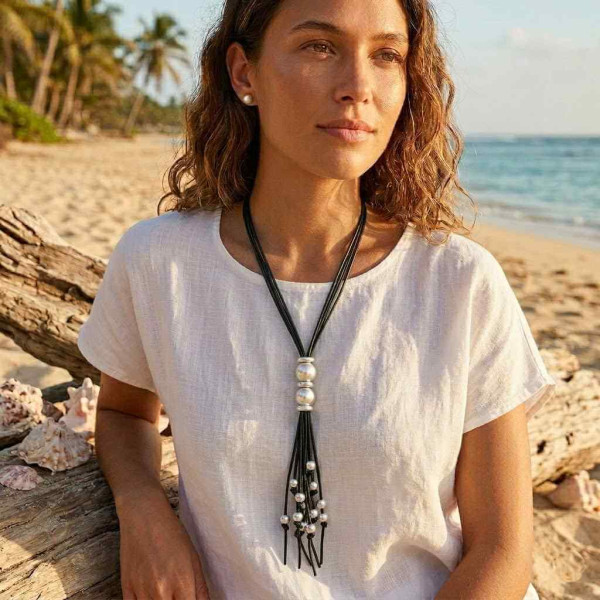 Silver Pendant Boho Leather Necklace