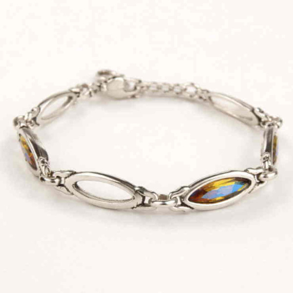 Oval Link Chain Bracelet Cognac-Pink