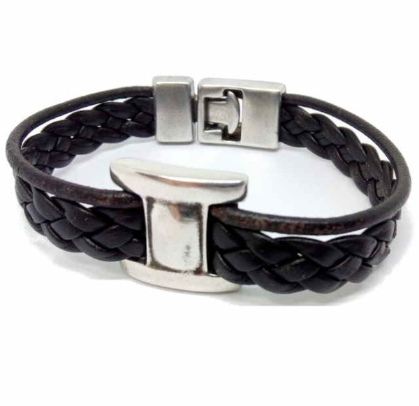 Geflochtenes Lederarmband silberner Charm