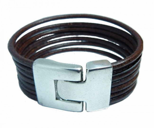 Multi strand brown leather bracelet