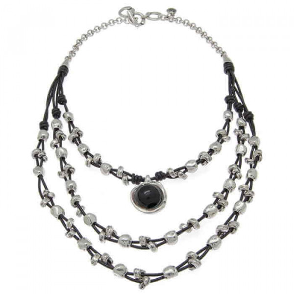 Collar de tres hileras black pendant