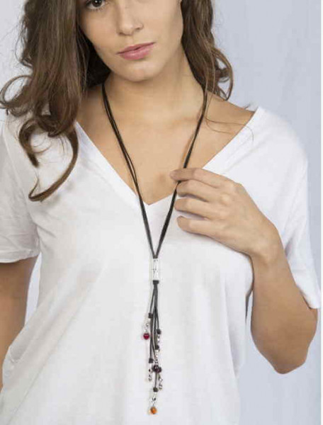 Long tassle leather necklace