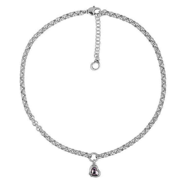 Collar Corto Colgante Corazon Rosado