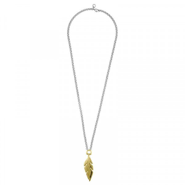 Feather gold pendant necklace