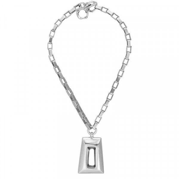 Silver Chain Necklace Edgy Pendant