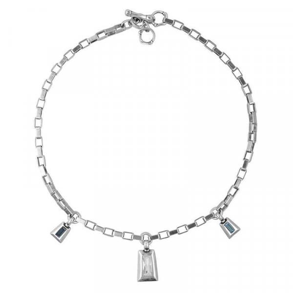 Necklace three blueish crystal pendants
