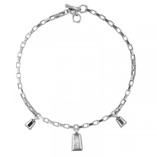 Necklace three grayish crystal pendants