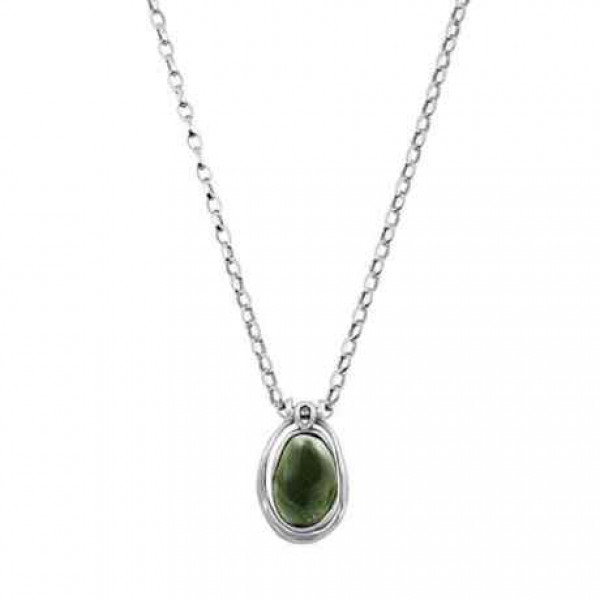 Sautoir Pendentif Cristal Gris-Vert