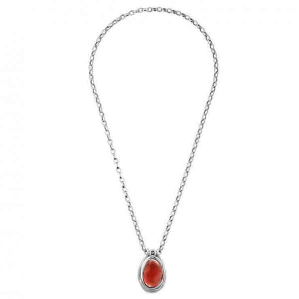 Collier pendentif en cristal rose-rougeâtre