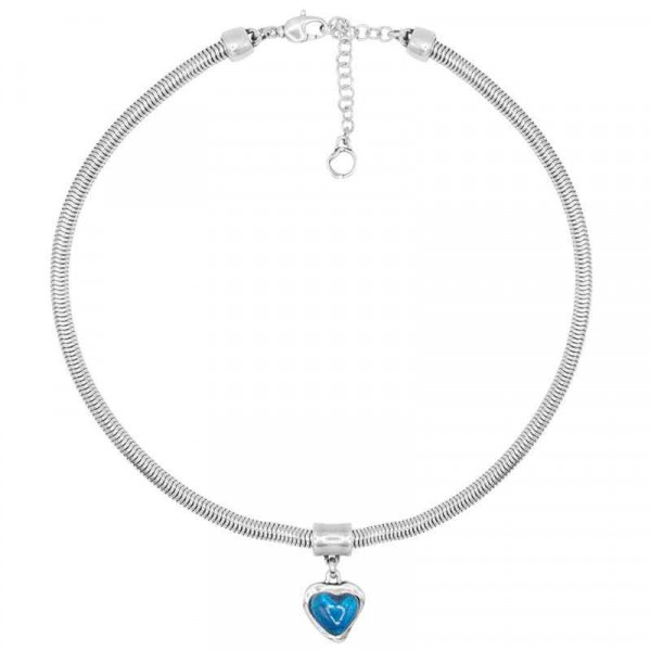 Blue Heart pendant snake chain