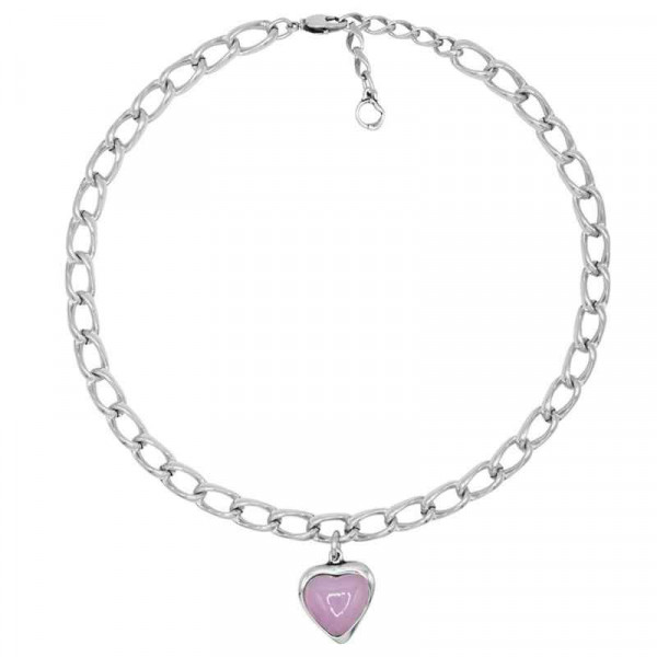 Chain Necklace Pink Heart Pendant