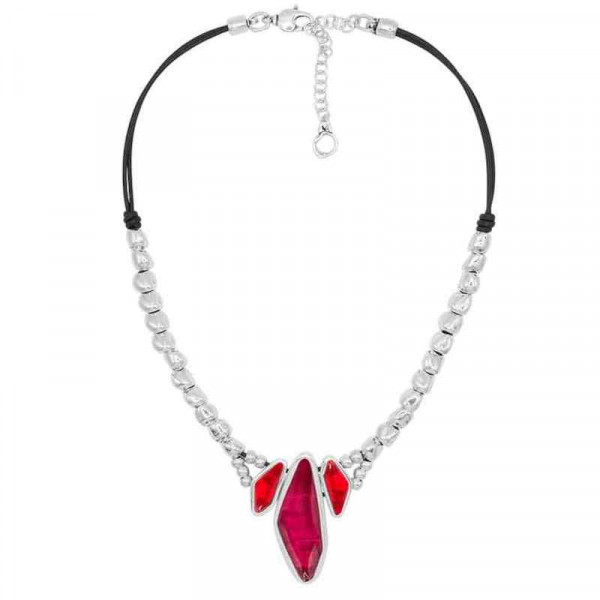 Collier Cristaux Couleur Rouge et Rose