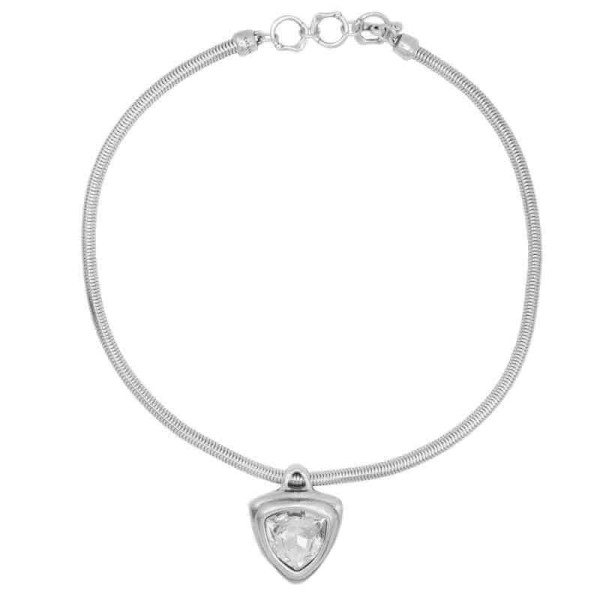 Silberne Schlangenhalskette Transparenter Kristallanhänger