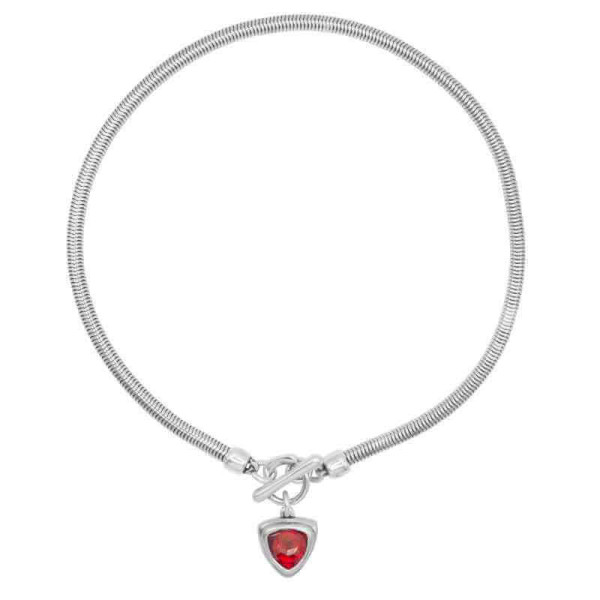 Collier Pendentif Cristal Triangle Rouge