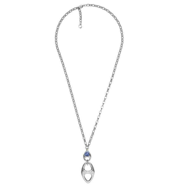 Collier chaîne argent cristal bleu