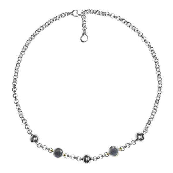 Collar 3 cuentas plata 2 bolas cristal