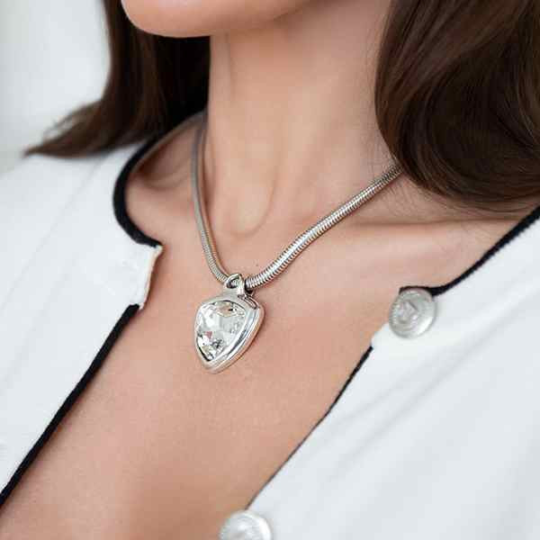 Silber Schlangen Halskette Kristall Anhänger