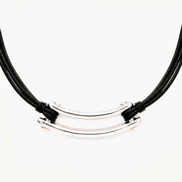 Leather Necklace Rectangle Link