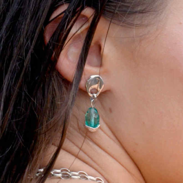 Tuerkise Murano Perlenohrringe