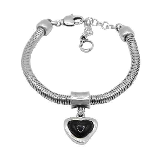 Bracelet Pendentif Cœur Noir