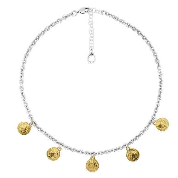 Bicolour Gold Coin Chain Necklace