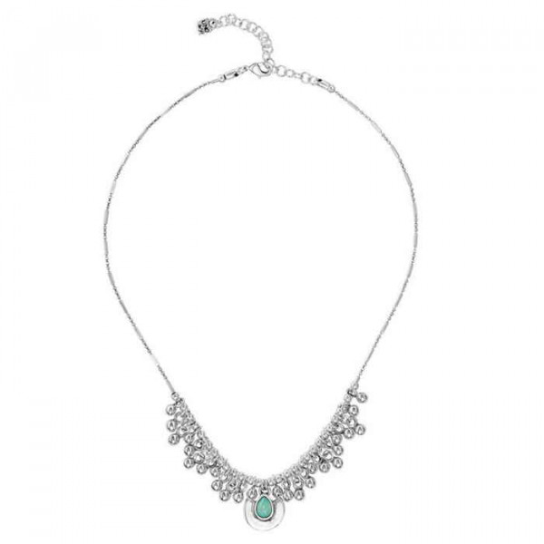 Collier argent pendentif vert jade