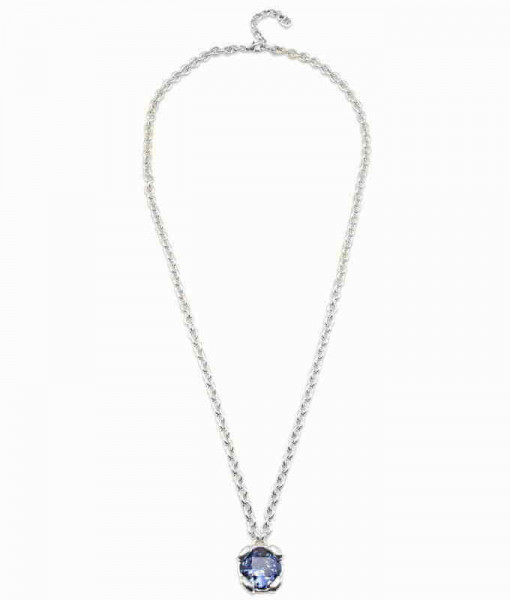 Chain Necklace Blue Swarovski Crystal Pendant