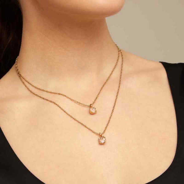Feine Goldkette Rosa Kristalle