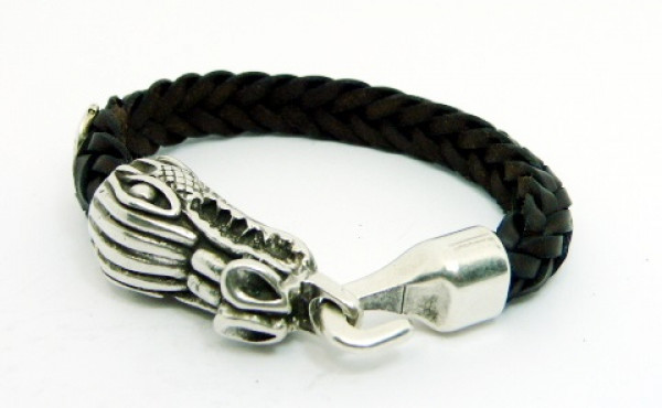 Leather Bracelet Dragon Closure