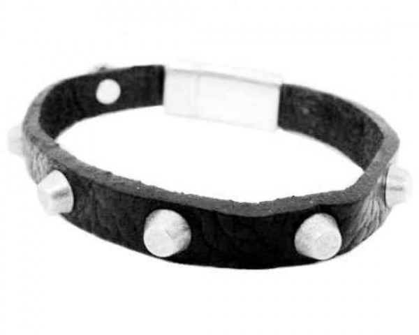 Leather Bracelet with silver spikes